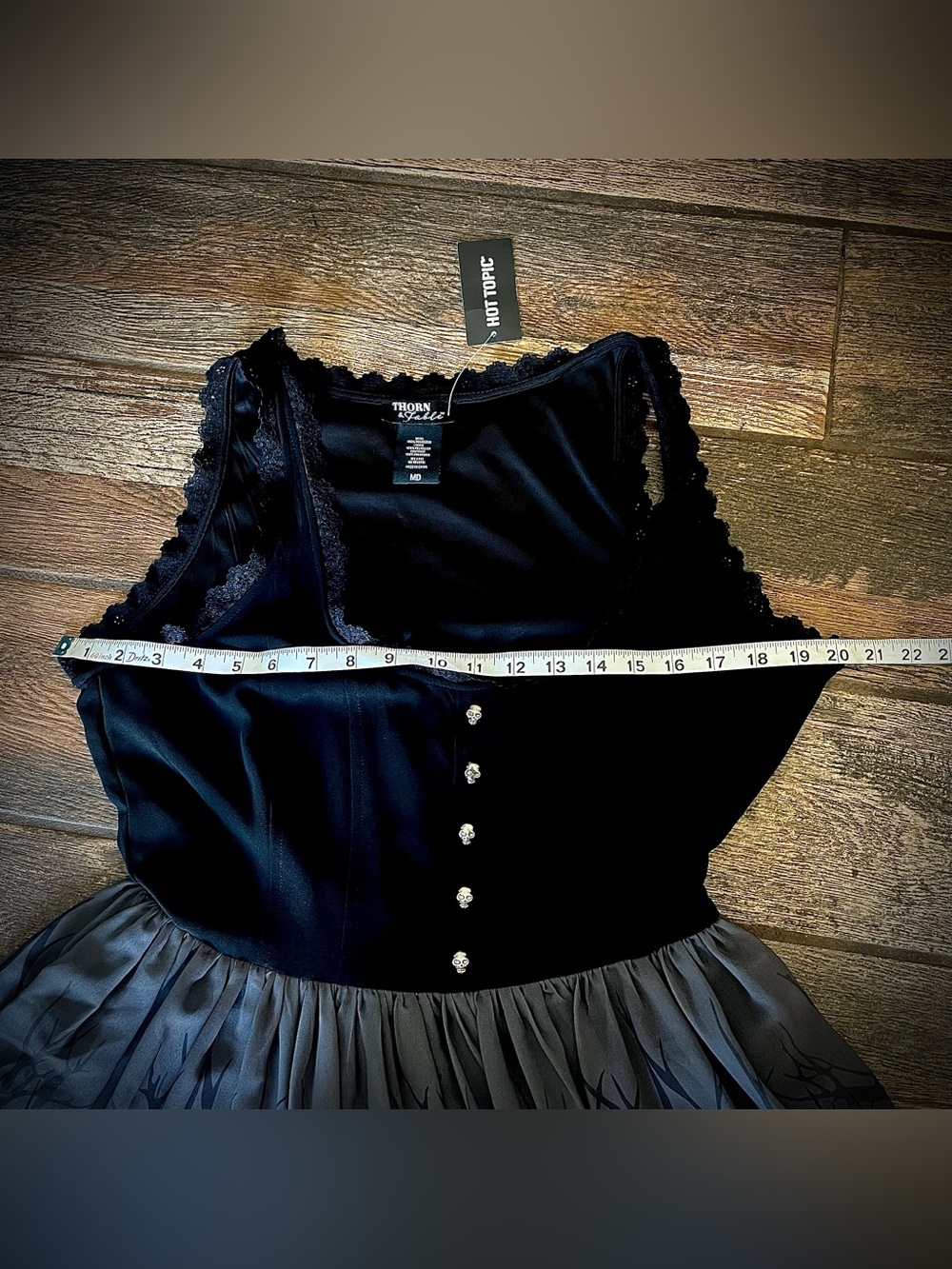 Thorn & Fable Hot Topic graveyard dress with ravens, trees & tombstones M - Picture 6 of 8